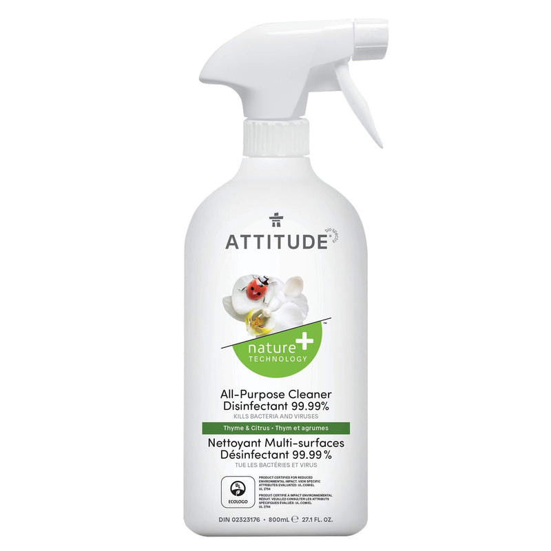 ATTITUDE Nature+ All Purpose Cleaner Disinfectant 99.9% Thyme & Citrus 10910_en?_main? Thyme and Citrus / Bottle 800 mL