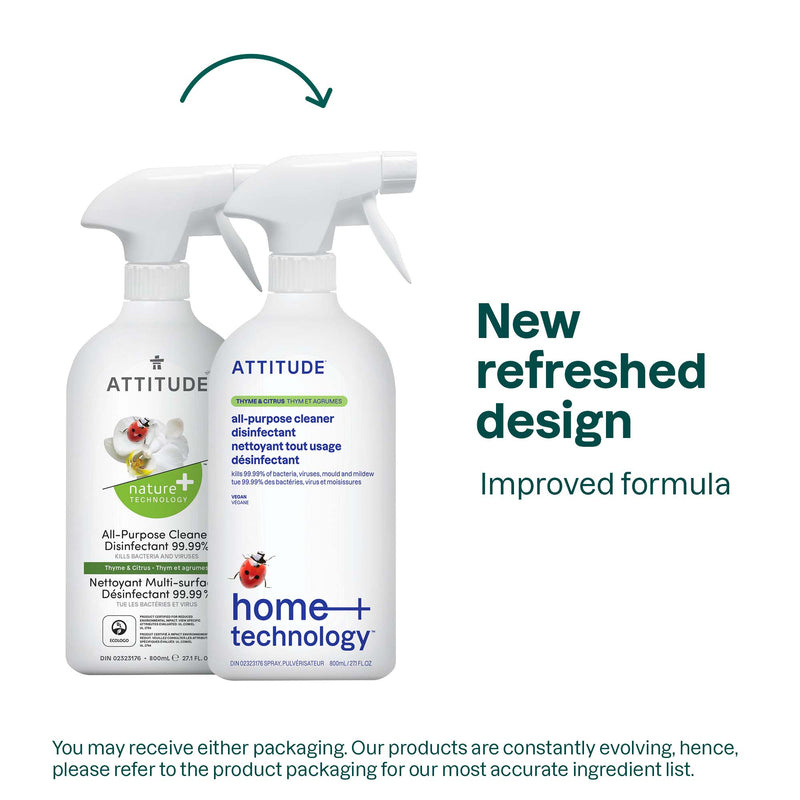 ATTITUDE Nature+ All Purpose Cleaner Disinfectant 99.9% Thyme & Citrus 10910_en?_main? Thyme and Citrus / Bottle 800 mL