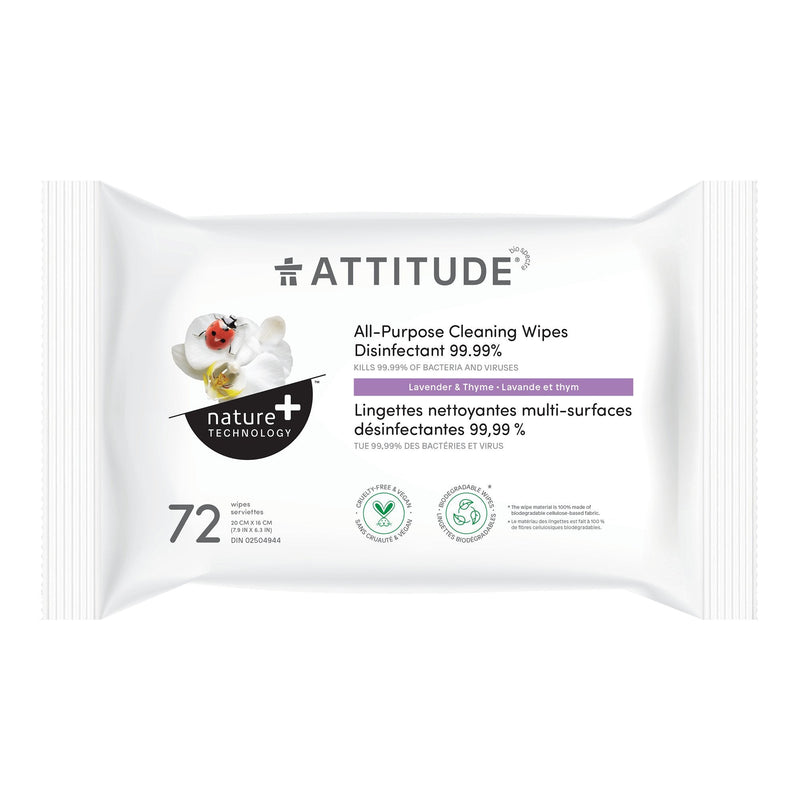 ATTITUDE Nature+ All-Purpose Cleaning Wipes Disinfectant 99.99%  Lavender and thyme 17910_en?_main? 1 unit