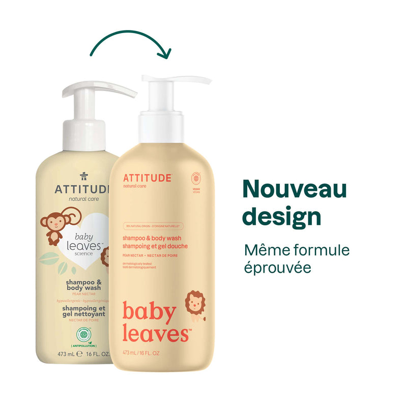 16612 ATTITUDE Baby Leaves™ Shampooing bébé 2 en 1 - Certifié EWG Nectar de Poire _fr? Nectar de poire