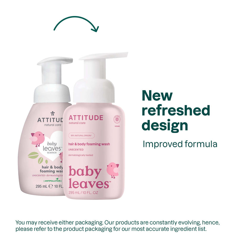 ATTITUDE baby leaves™ 2-in-1 Hair and Body Foaming Wash Fragrance-free 16635_en? Unscented