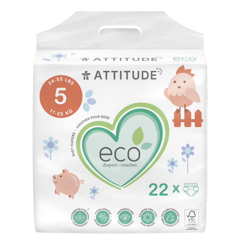 ATTITUDE Eco-friendly Biodegradable Diapers (size 5) - & Disposable 16250_en?_main? Size 5 (Weight 24-55 lbs) / 1 unit