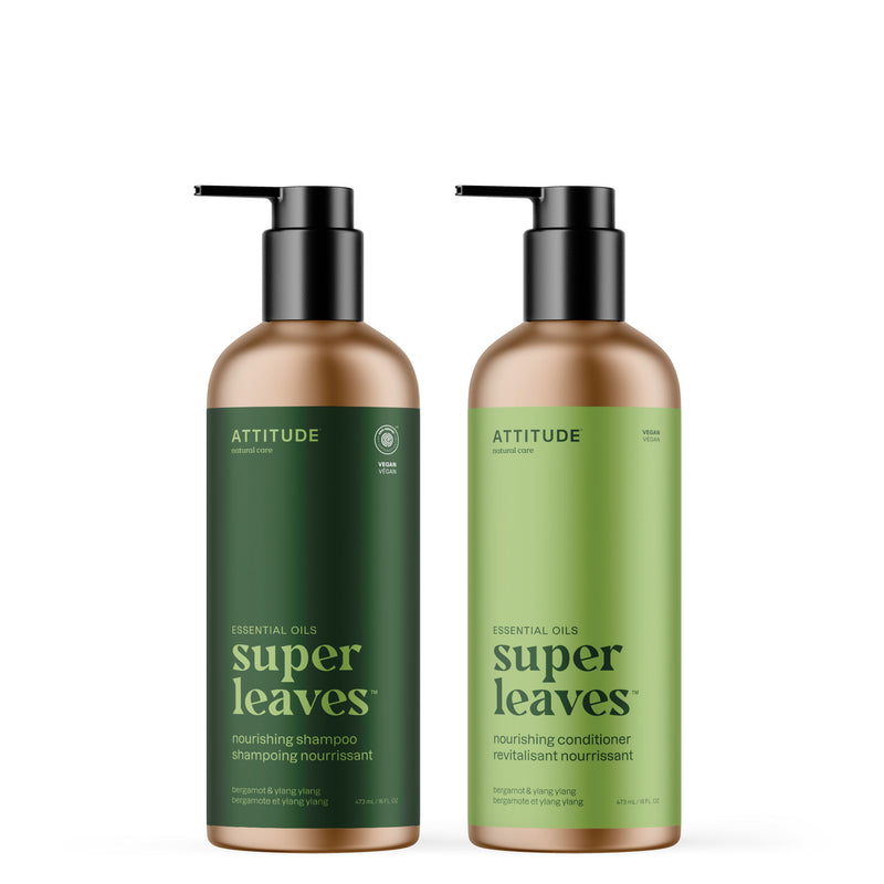 Duo shampoing et revitalisant nourrissants : SUPER LEAVES™ | ESSENTIAL OILS