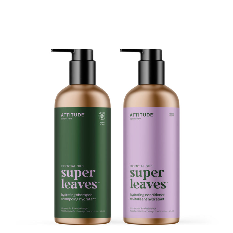 Duo shampoing et revitalisant hydratants : SUPER LEAVES™ | ESSENTIAL OILS