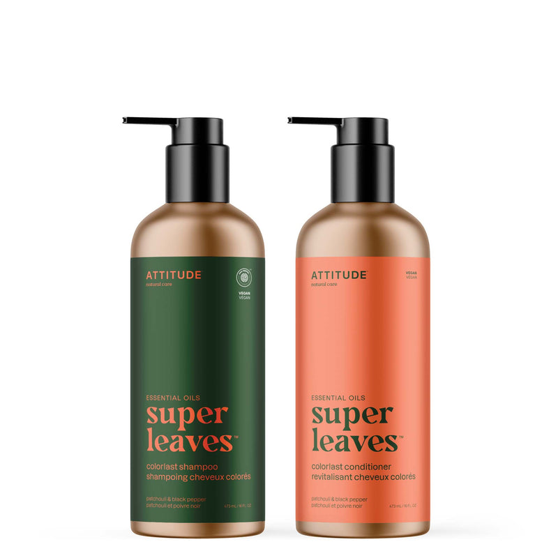 Duo shampoing et revitalisant cheveux colorés : SUPER LEAVES™ | ESSENTIAL OILS