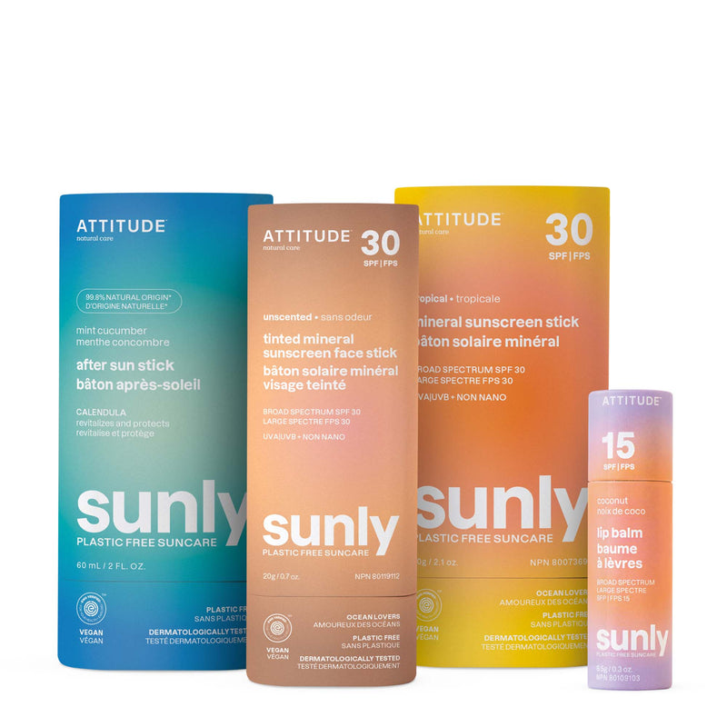 Plastic-free mineral sunscreen discovery set SPF 30 : Sunly